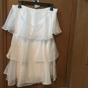 Abercrombie & Fitch White Layered Midi Skirt